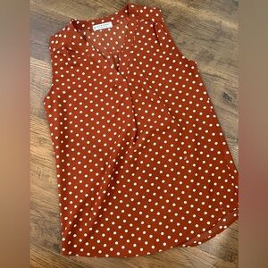 Rust Polka Dot Sleeveless Blouse